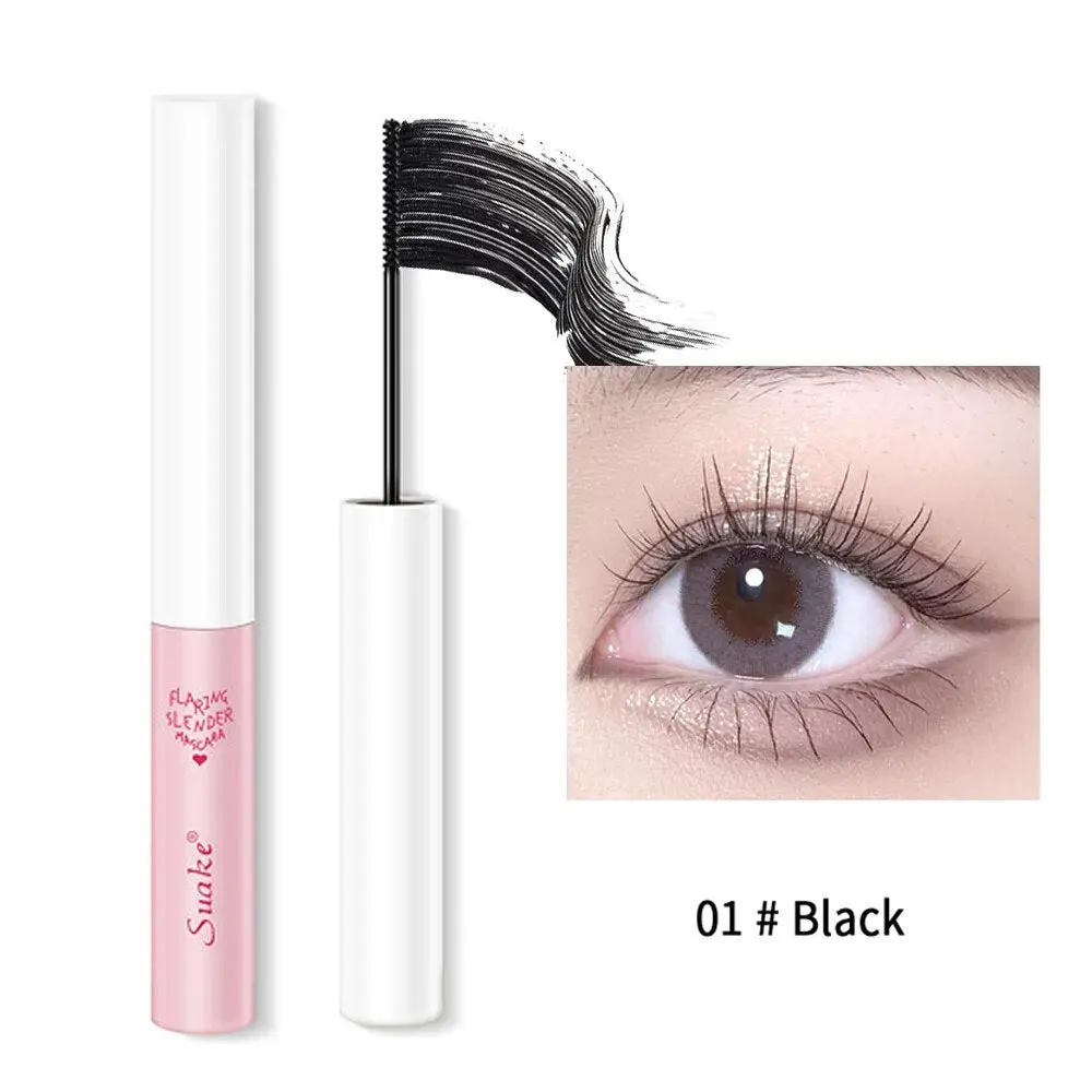 Flytonn- Black Brown Silk Fiber Mascara Waterproof Small Brush Lengthens Curling Eyelashes Lasting Anti-sweat Non-smudge Mascara Makeup